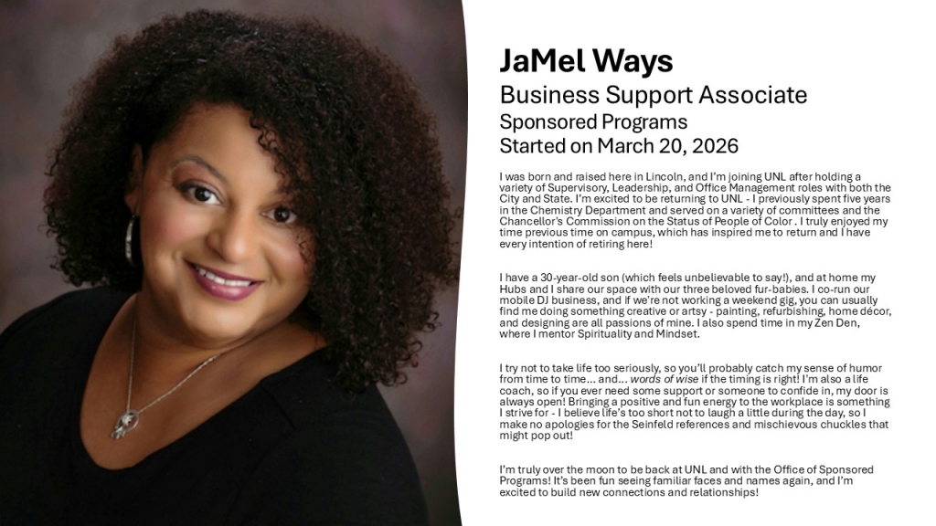JaMel WaysBusiness Support AssociateSponsored ProgramsStarted on March 20, 2026