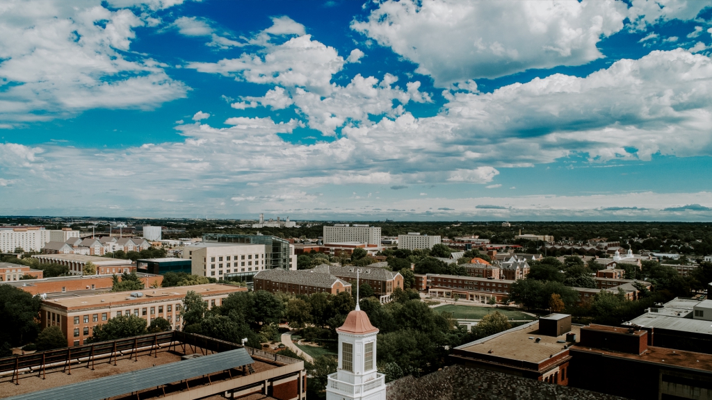 Skyline of campus and Lincoln, Nebraska