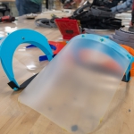 plastic face shields in lab