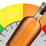 risk dial with alcohol bottle