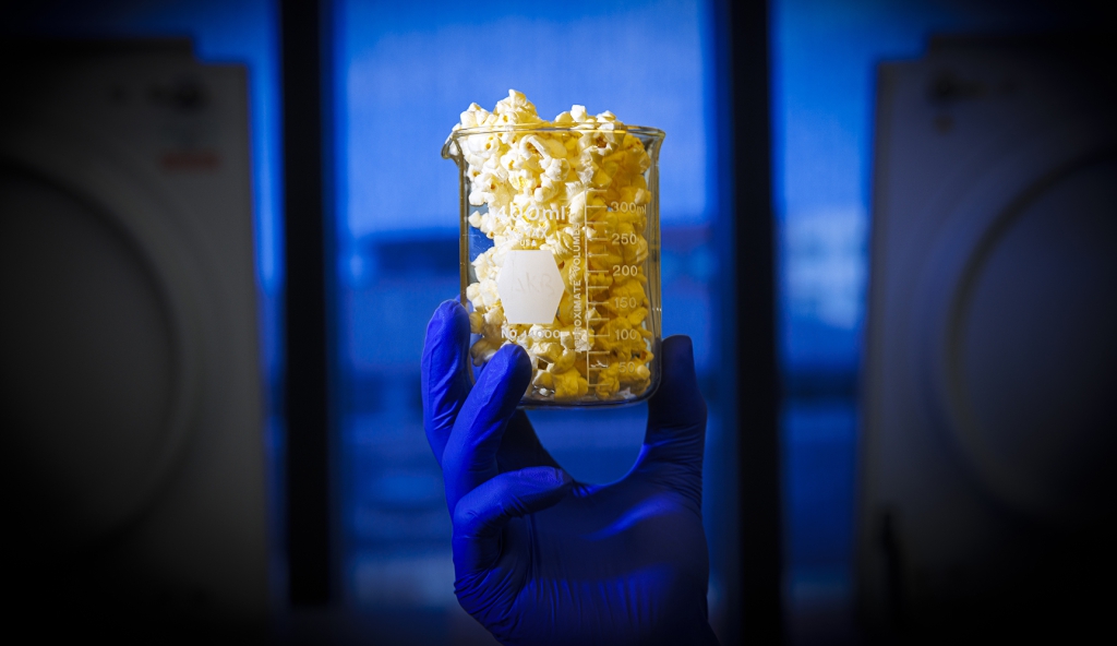 Popcorn in glass cup