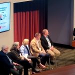 Heuermann Lecture panelists Graham Plastow, Cynthia Parr, Amy Winstead, Tom Eikhoff and Ben Craker with moderator Mike Boehm