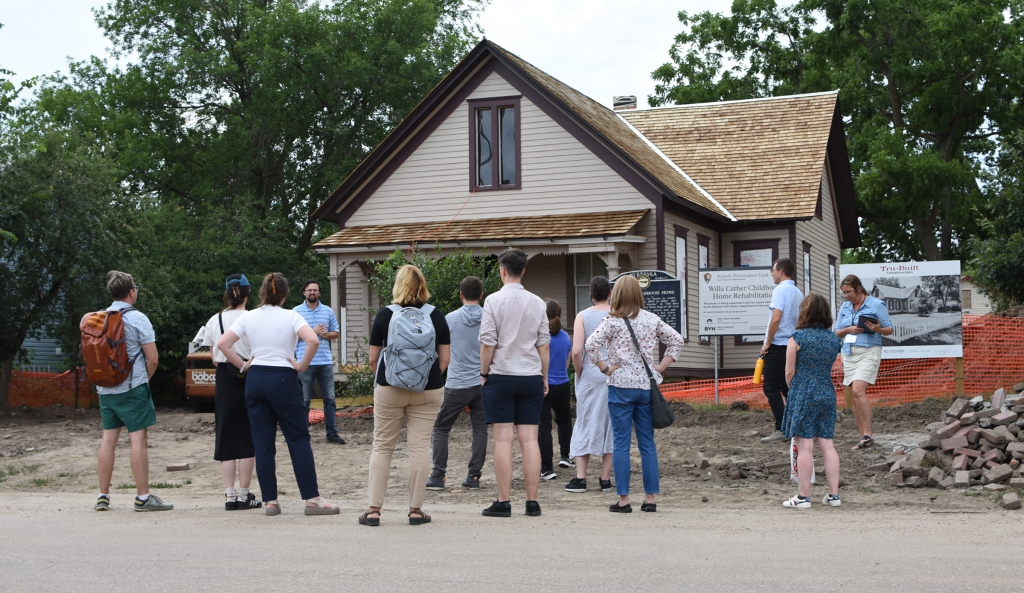 participants outside Willa Cather's childhood home in Red Cloud