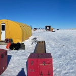 building and equipment on Antarctic tundra