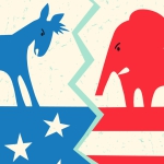 political graphic of donkey and elephant