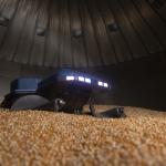 Grain Weevil, a small robot designed to maintain grain, eliminating the need for farmers to enter bins, which can be dangerous and even fatal.