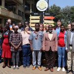 Members of Pamoja Project group take a group photo in Kenya.