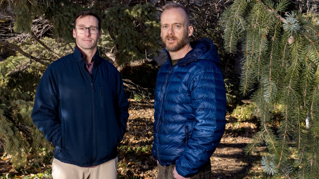 Kyle Dougherty (left), postdoctoral researcher, and John Benson, associate professor in the School of Natural Resources