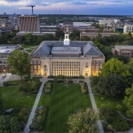 Love Library cupola, aerial view