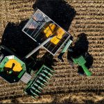 aerial view of corn harvest