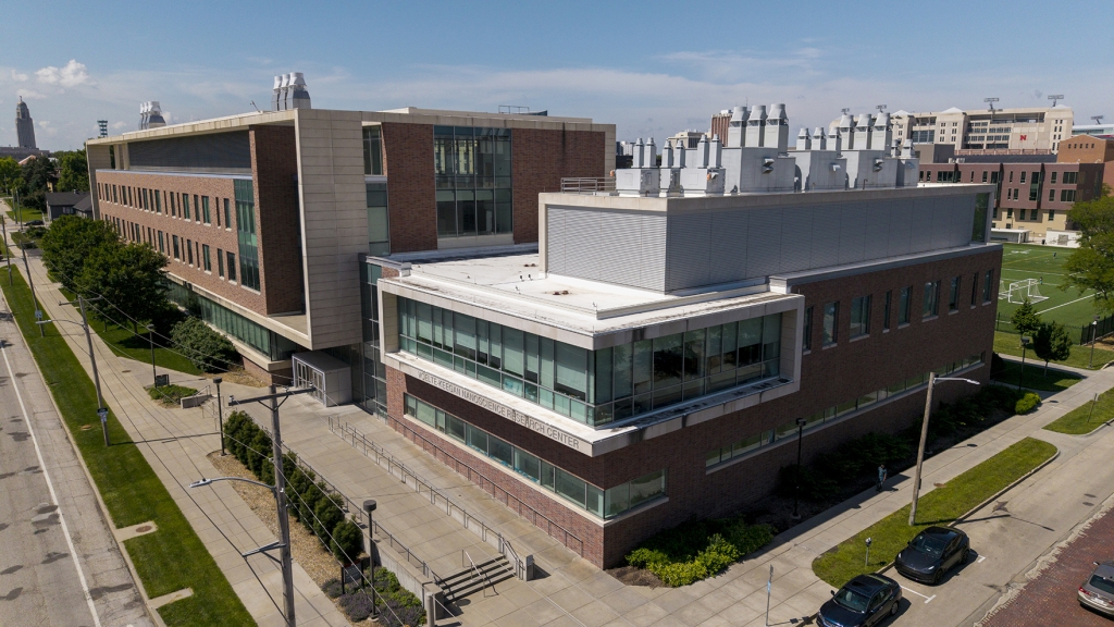 Two brick university buildings with a modern flair to the design.