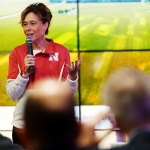 Tiffany Heng-Moss, Harlan, Vice Chancellor for the Institute of Agriculture and Natural Resources and University of Nebraska vice president, speaks to a crowd.